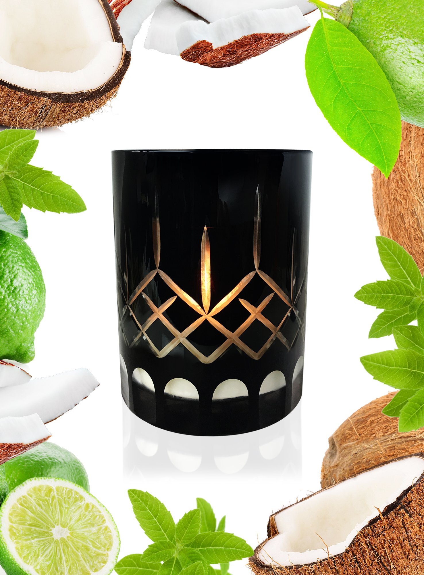 CRYSTAL SERIES ORGANIC COCONUT WAX CANDLE 1275GM LIME&COCONUT Gifts