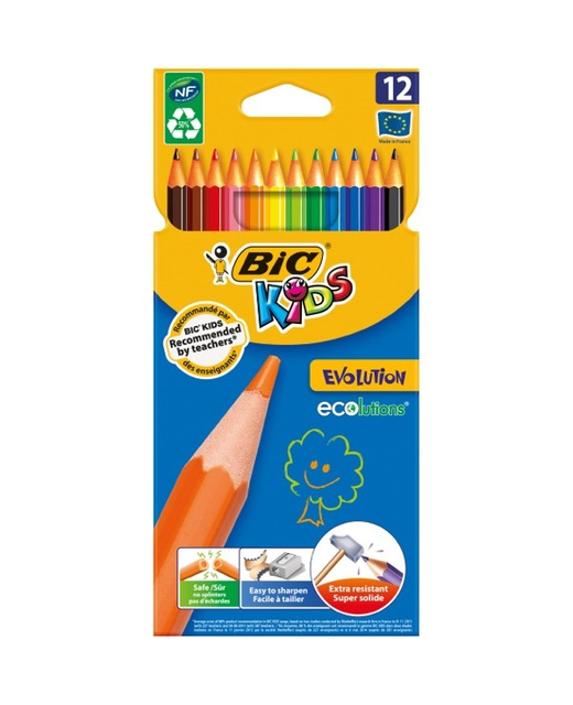 Coloured Pencil Bic Kids 93 Evolution Pack 12