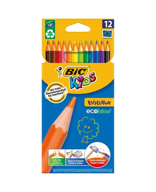 Coloured Pencil Bic Kids 93 Evolution Pack 12