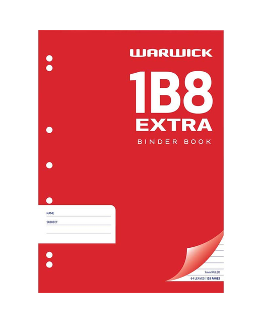 EXERCISE BOOK WARWICK 1B8-64 A4 7MM 64LF EXTRA BINDER
