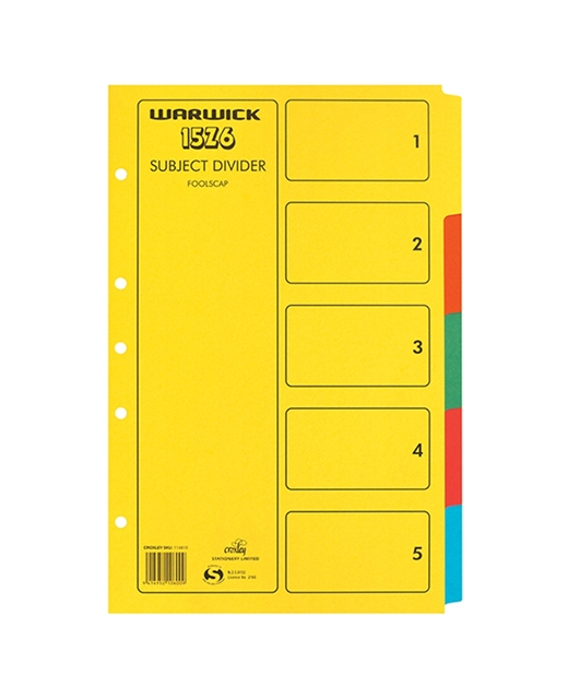 Indices Dividers Fs 5 Tab Coloured  15Z6