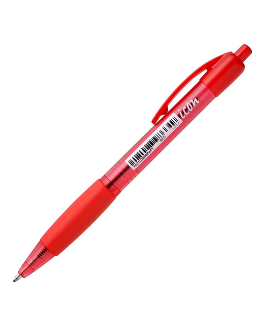 PEN ICON RED BALLPOINT WITH GRIP SINGLE