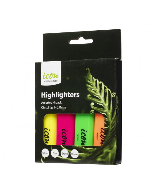 HIGHLIGHTER ICON CHISEL TIP PACK OF 4