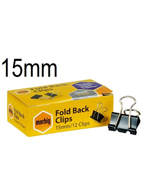 CLIPS MARBIG FOLD BACK 15MM PK 12