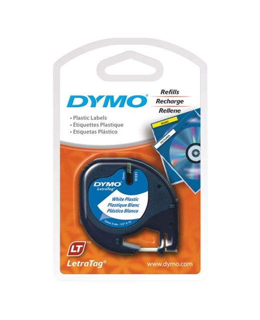 Dymo 91331 LetraTag Plastic Tape 12mm x 4m Pearl White