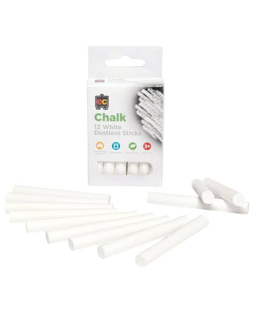Chalk Ec White Dustless 12 Pack
