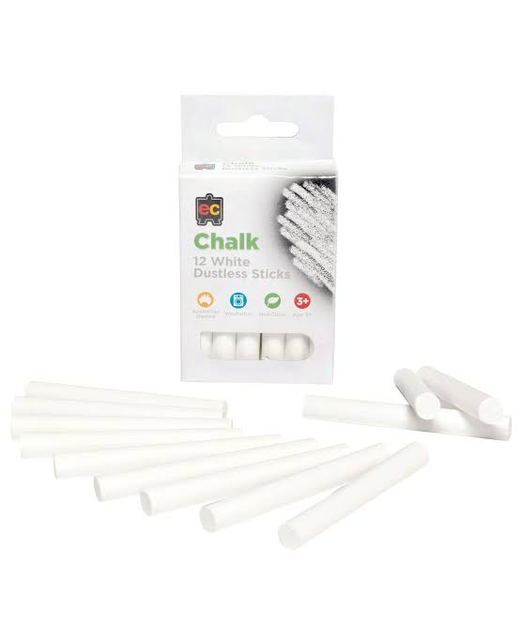 Chalk Ec White Dustless 12 Pack