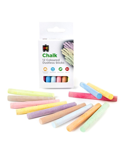 Chalk Ec Coloured Dustless 12 Pack