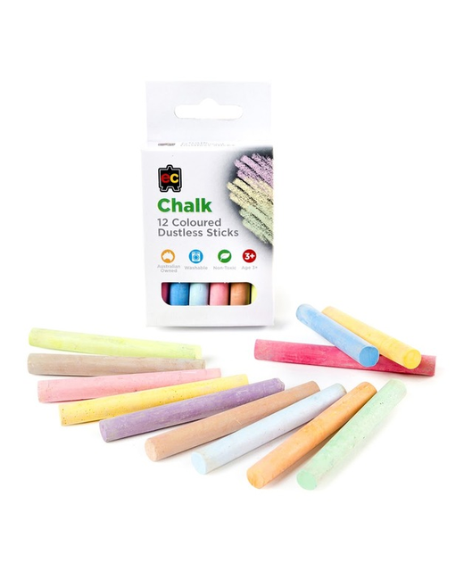 Chalk Ec Coloured Dustless 12 Pack