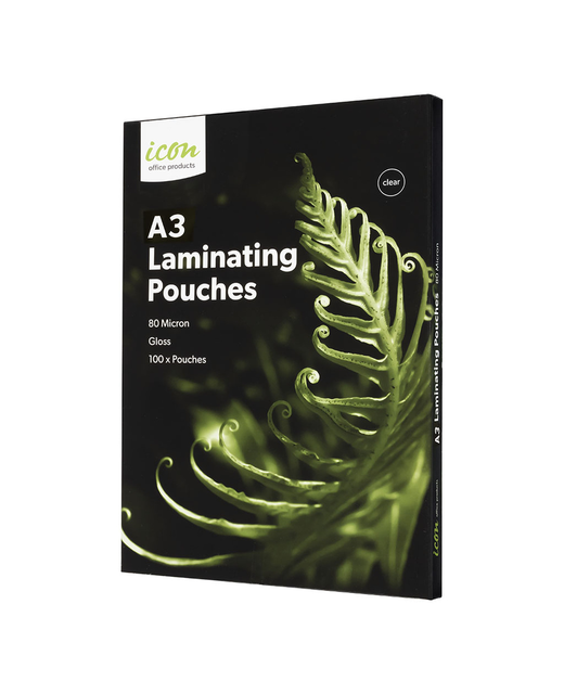 LAMINATING POUCHES ICON A3 80MICR GLOSS 100 PACK