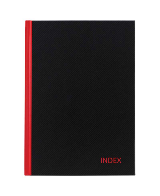 NOTEBOOK MILFORD A6 INDEXED RED & BLACK 100LF
