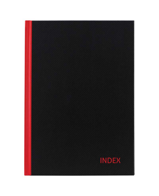 NOTEBOOK MILFORD A6 INDEXED RED & BLACK 100LF