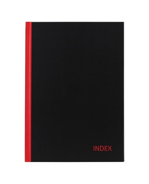 NOTEBOOK MILFORD A5 INDEXED 100LF RED BLACK