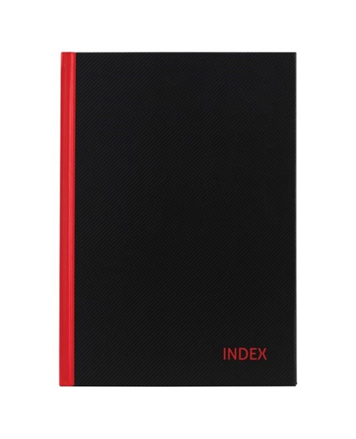 NOTEBOOK MILFORD A4 INDEXED 100LF RED BLACK